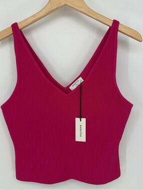 Babaton Magenta Sculpt Ribbed Knit Tank XL Y2K Minimalist Aritzia Eros Pink